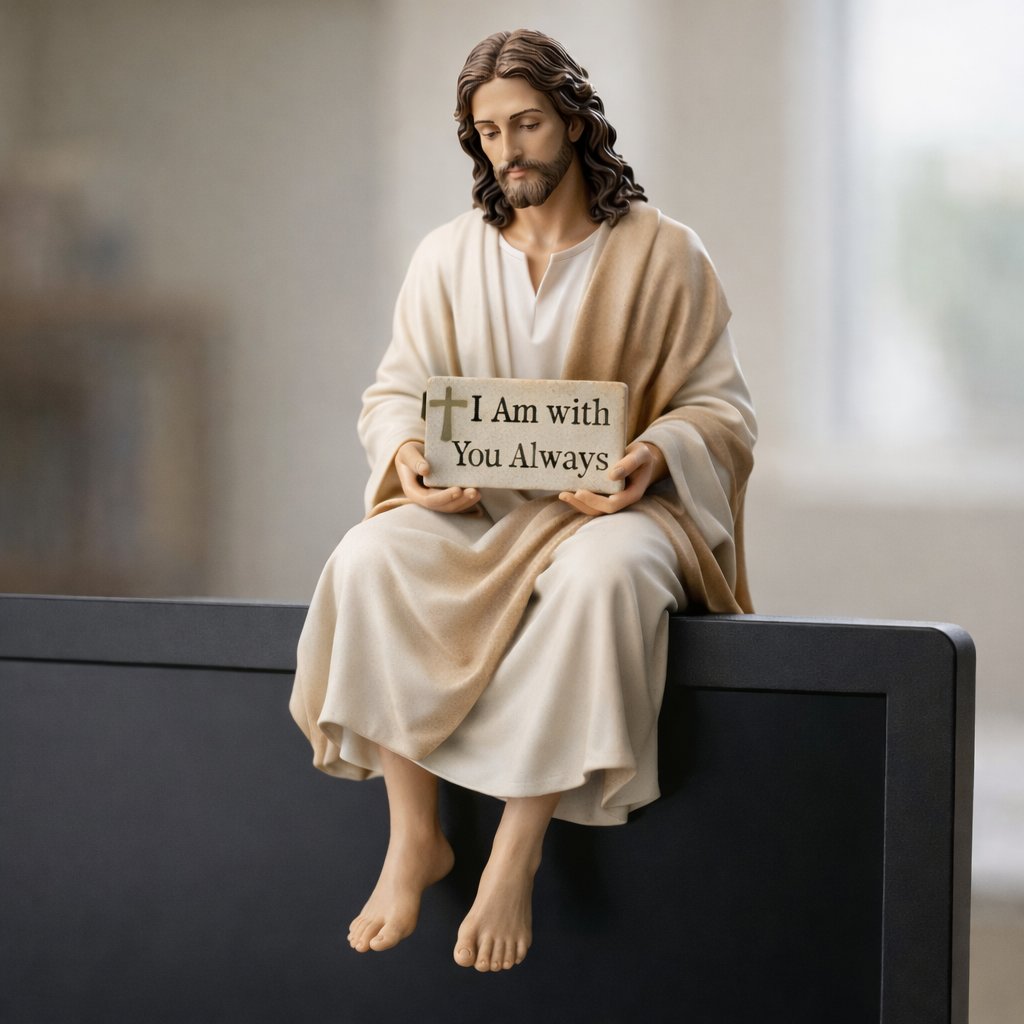 ✨Hand-Painted Ceramic Jesus Figurine✝️“Fear Not, for I Am with You” | Serene Desk Companion🙏
